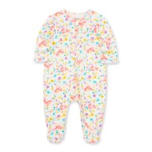 NWT Little Me Baby Girl Multi-Color Floral Fox Footie Size Newborn